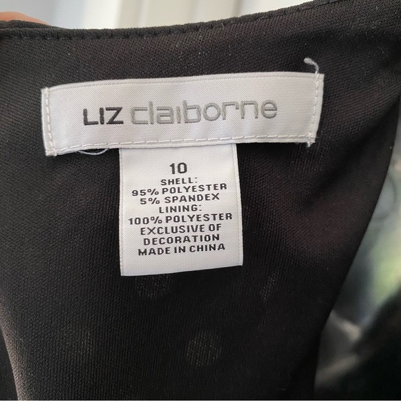LIZ CLAIBORNE Women's size 10 Black White Polka dot Sleeveless A-Line Midi Dress - Picture 8 of 8